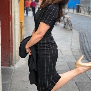 Banana Republic Black Checkered Midi Dress